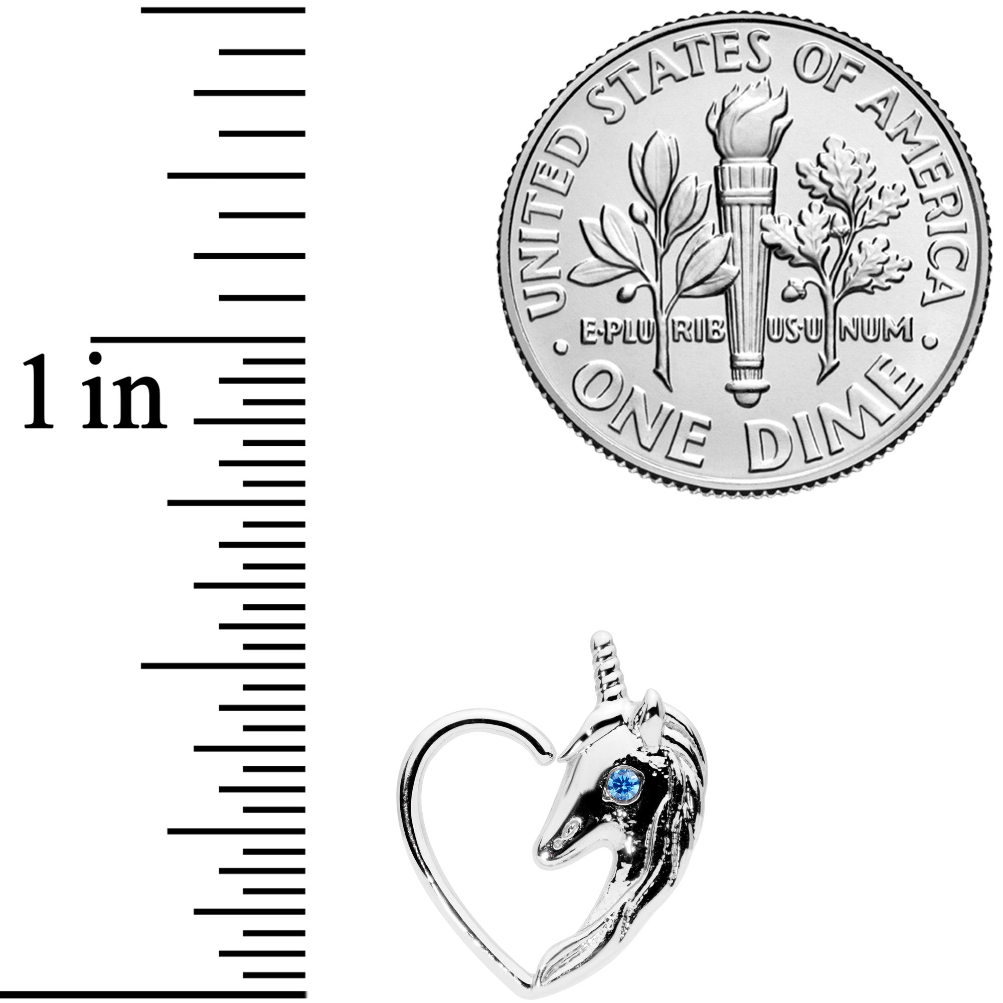 BodyCandy 18G 5/16 Blue Gem Unicorn Left Heart Closure Ring — lifestyle context