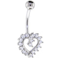 BodyCandy 16G Solid 14K White Cubic Zirconia HOLLOW HEART Belly Ring — main product shot
