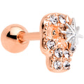BodyCandy 16G 1/4 Clear Gem Rose Gold Tone Star Skull Cartilage Tragus — main product shot