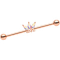 BodyCandy 14G Aurora Gem Rose Gold Tone Crown Love Industrial Barbell 38mm — main product shot