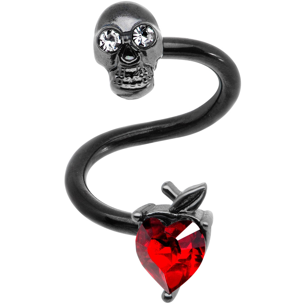 BodyCandy 14G 1/2 Red CZ Gem Halloween Skull Spiral Twister Belly Ring — main product shot