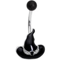 BodyCandy Clear Gem Black Halloween Witches Hat Belly Ring — main product shot