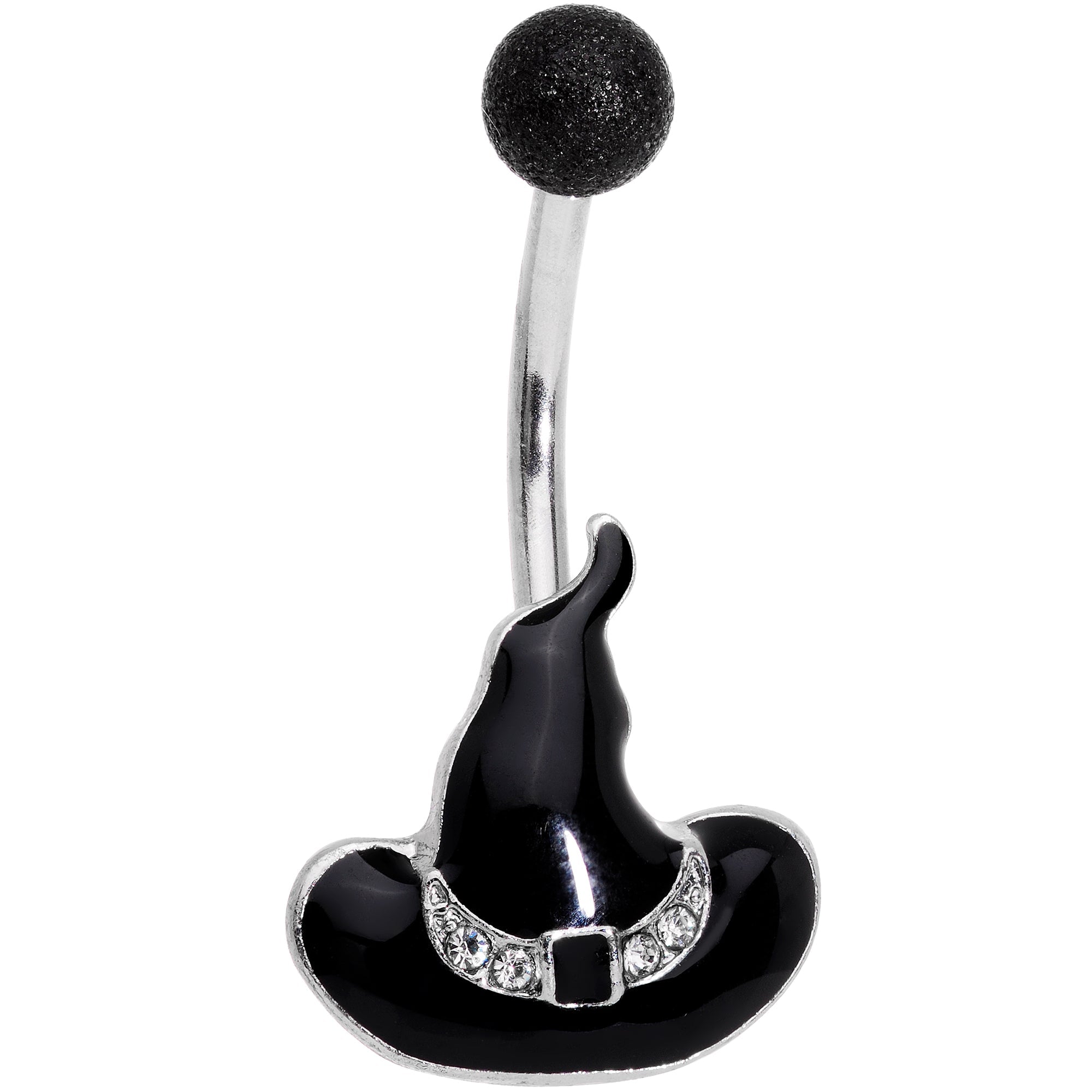 BodyCandy Clear Gem Black Halloween Witches Hat Belly Ring — main product shot