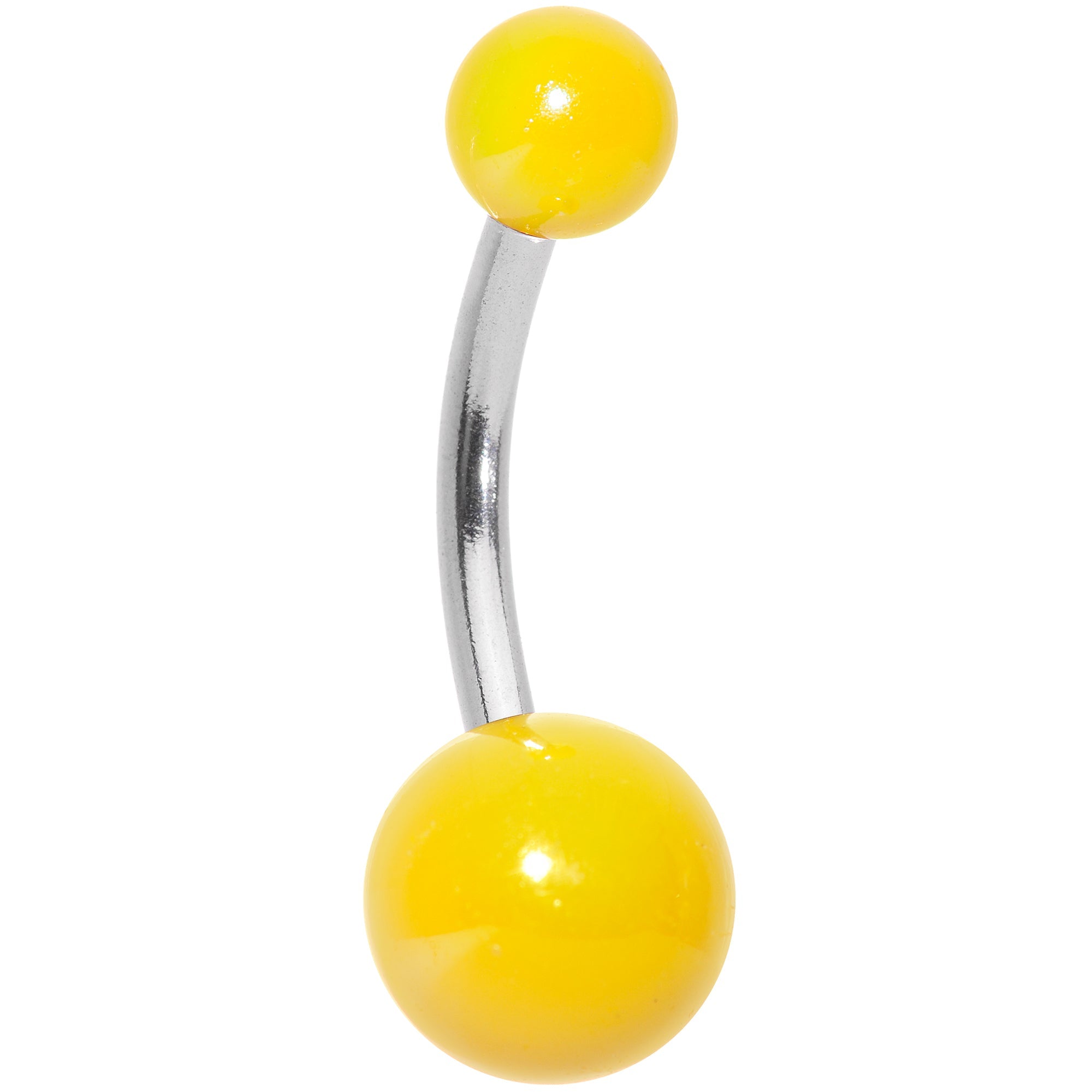 BodyCandy Sandblasted and Yellow UV Glow Sunflower Belly Ring Set of 3 — back view