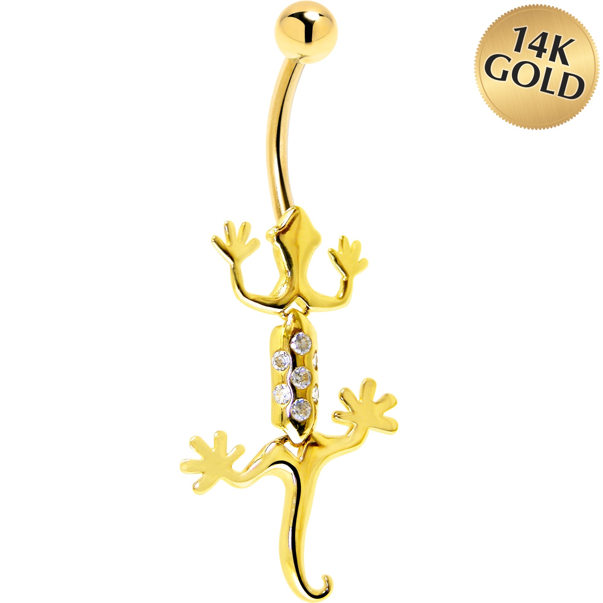 BodyCandy 16G Solid 14K Yellow Gold Cubic Zirconia Izzy Lizzy Belly Ring — main product shot