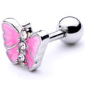 BodyCandy 16G 1/4 Clear Gem Pink Butterfly Cartilage Tragus Earring — main product shot