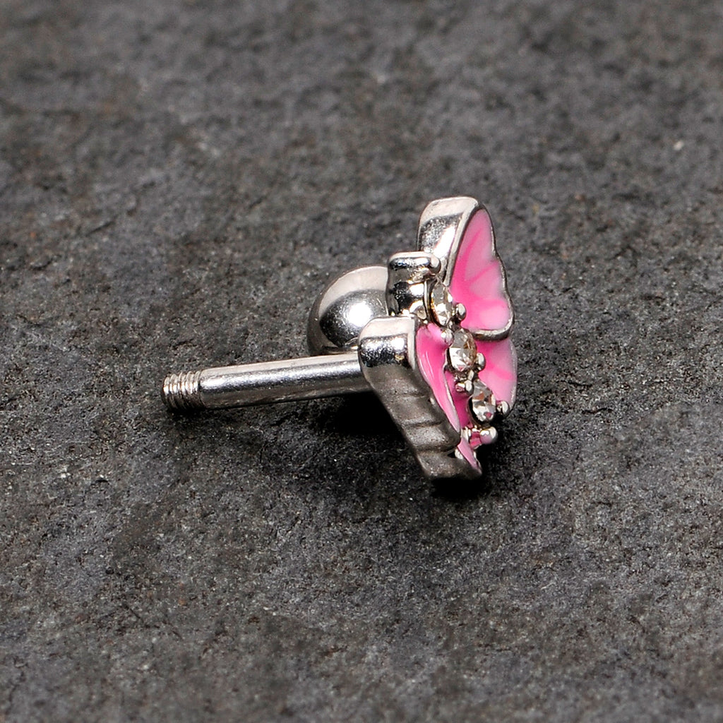 BodyCandy 16G 1/4 Clear Gem Pink Butterfly Cartilage Tragus Earring — lifestyle context