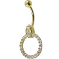 BodyCandy 16G Solid 14K Yellow Gold Cubic Zirconia CIRCLE CHARM Belly Ring — main product shot