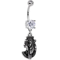 BodyCandy Black CZ Gem Anubis Egyptian Dangle Belly Ring — main product shot