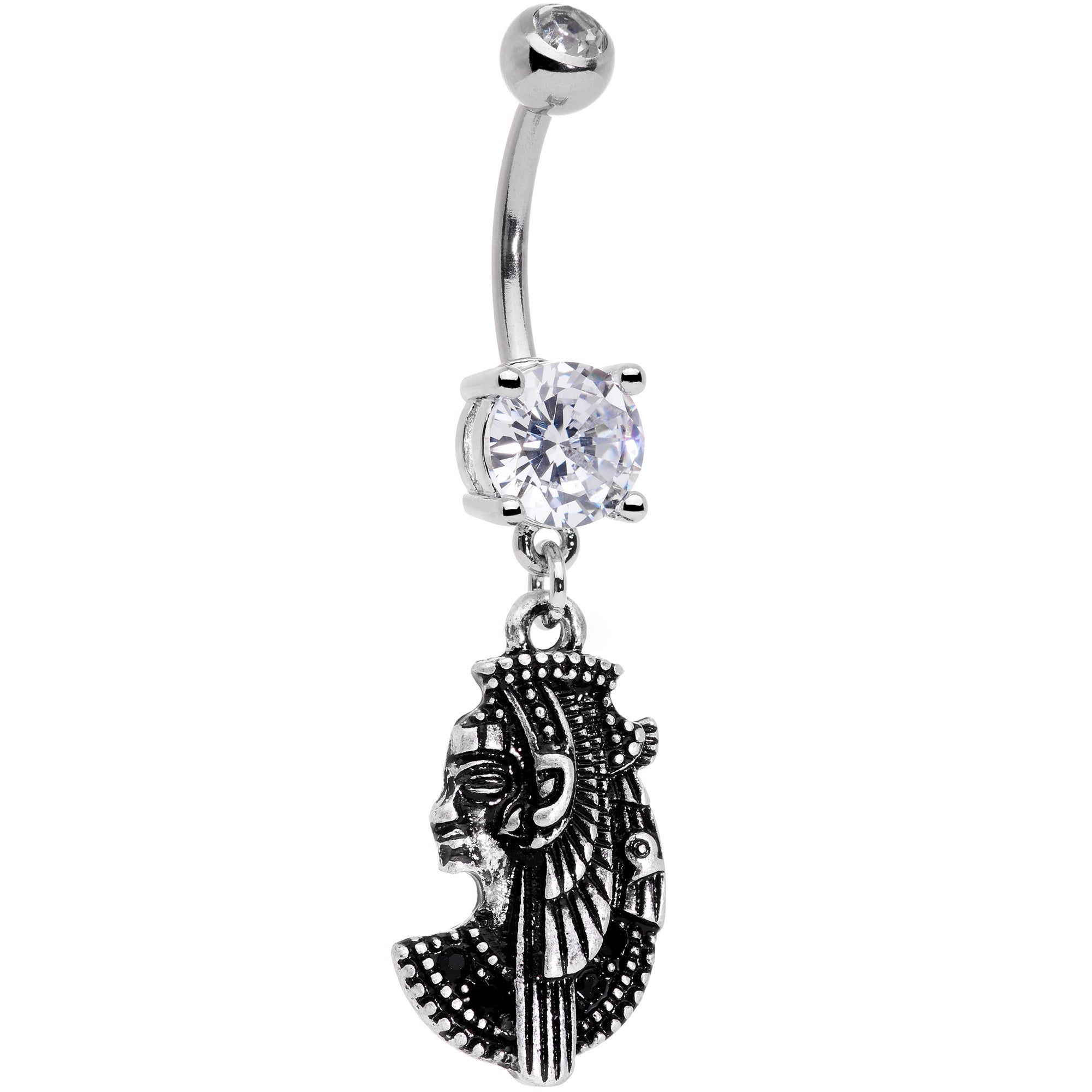 BodyCandy Black CZ Gem Anubis Egyptian Dangle Belly Ring — main product shot