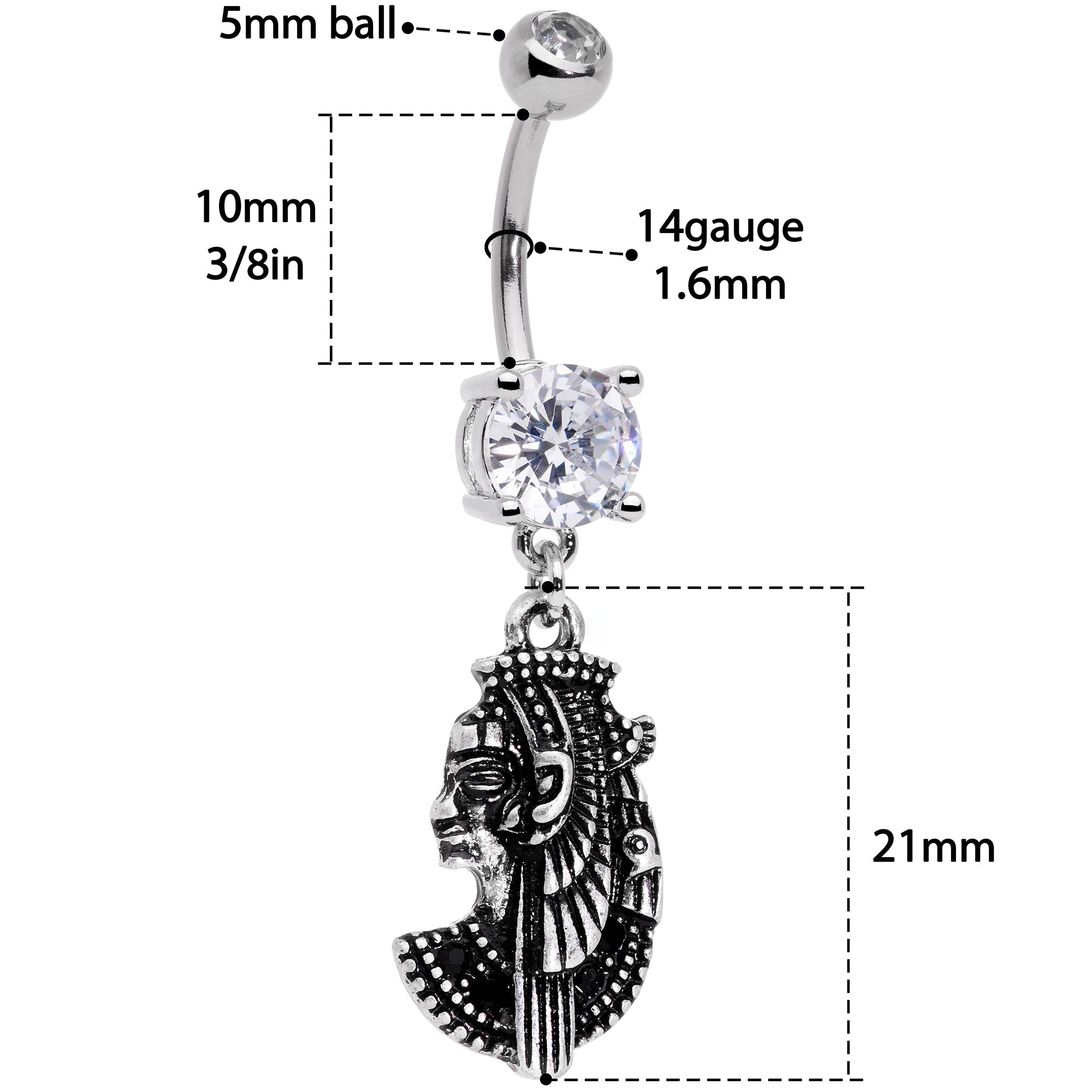 BodyCandy Black CZ Gem Anubis Egyptian Dangle Belly Ring — lifestyle context