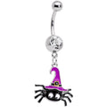 BodyCandy Clear Gem Black Purple Witchy Spider Halloween Dangle Belly Ring — main product shot