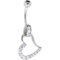 BodyCandy 16G Solid 14K White Gold Cubic Zirconia  HOLLOW HEART CHARM Belly Ring — main product shot