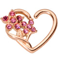BodyCandy 16G 3/8 Pink Gem Rose Gold Tone Heart Right Ear Closure Ring — main product shot