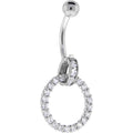 BodyCandy 16G Solid 14K White Gold Cubic Zirconia CIRCLE CHARM Belly Ring — main product shot