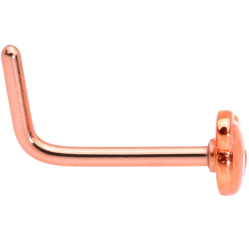 BodyCandy 20G 5/16 Rose Gold Tone Tiny Teddy Bear L Shaped Nose Ring — lifestyle context