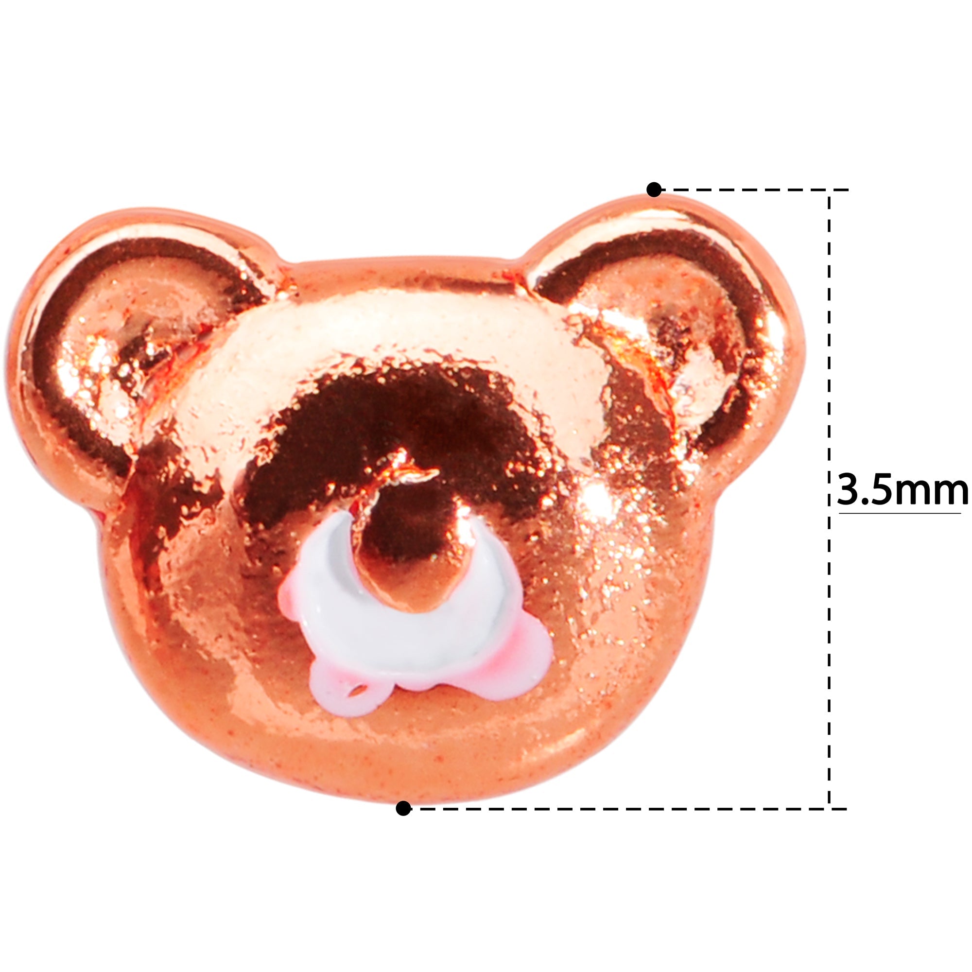 BodyCandy 20G 5/16 Rose Gold Tone Tiny Teddy Bear L Shaped Nose Ring — back view