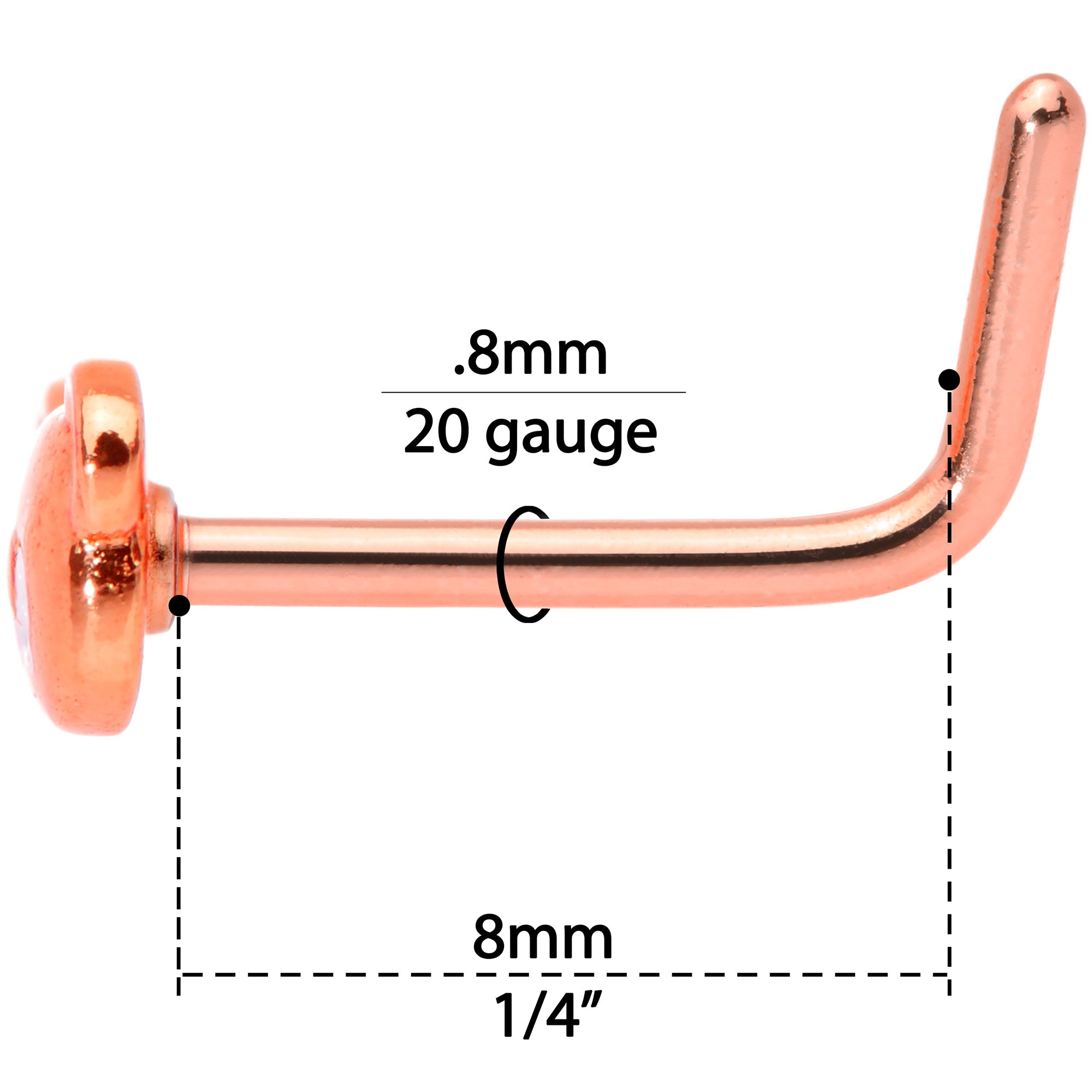 BodyCandy 20G 5/16 Rose Gold Tone Tiny Teddy Bear L Shaped Nose Ring — alternative angle