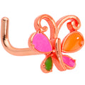 BodyCandy 18G 1/4 Pink Orange Rose Gold Tone Butterfly L Shaped Nose Ring — main product shot
