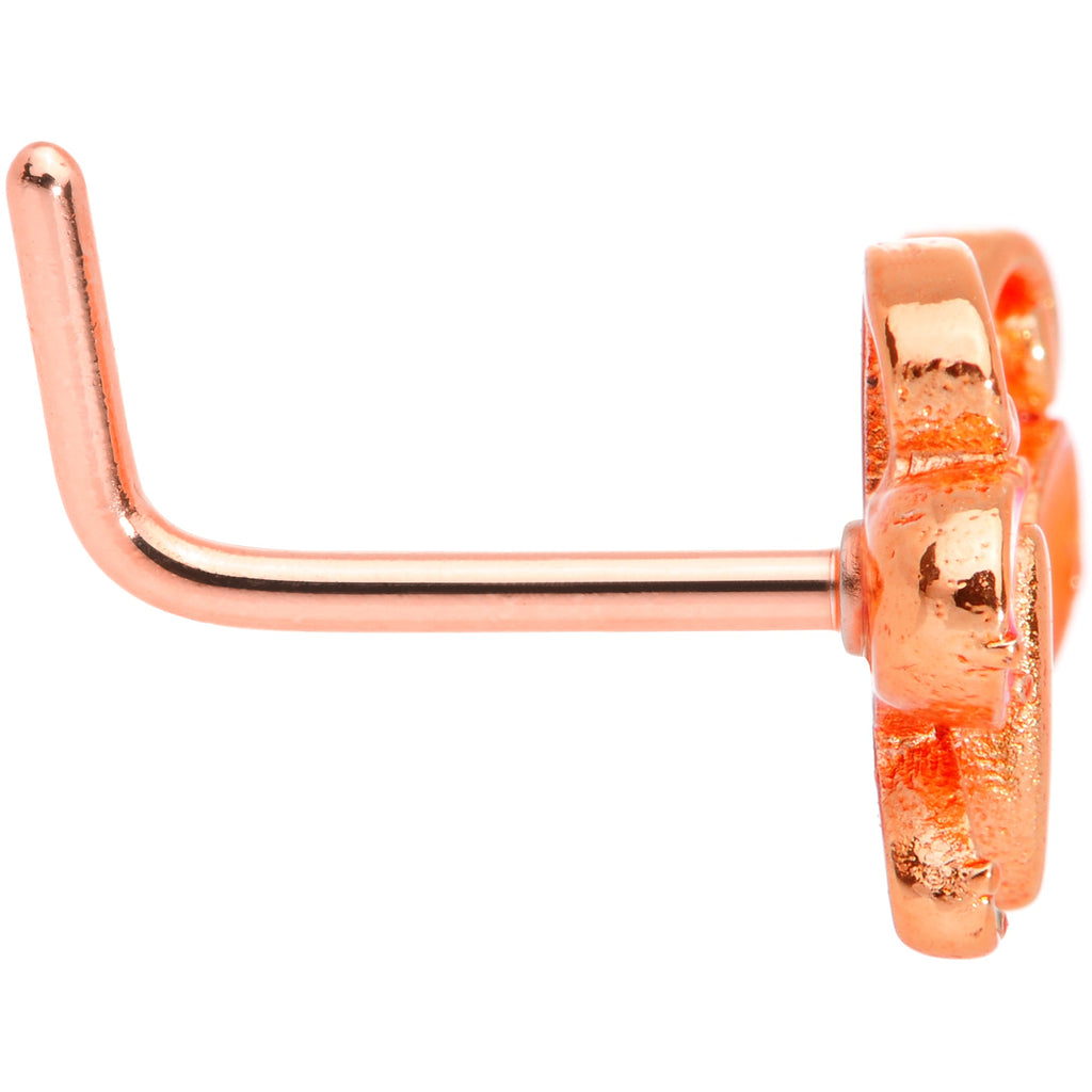 BodyCandy 20G 1/4 Pink Orange Rose Gold Tone Butterfly L Shaped Nose Ring — lifestyle context