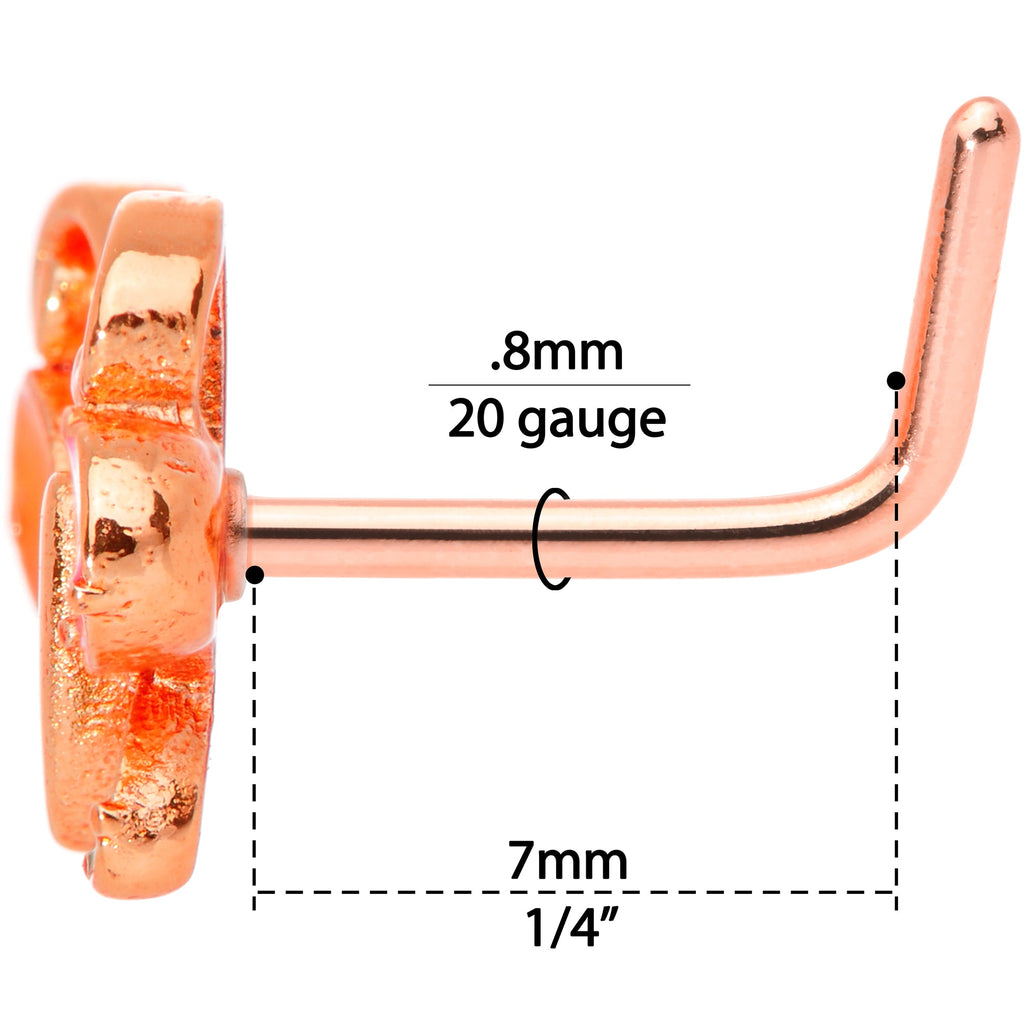 BodyCandy 20G 1/4 Pink Orange Rose Gold Tone Butterfly L Shaped Nose Ring — alternative angle