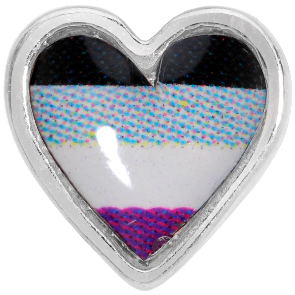 BodyCandy 20G 3/8 Black Grey Purple Asexual Pride Heart Nose Bone — detail close-up
