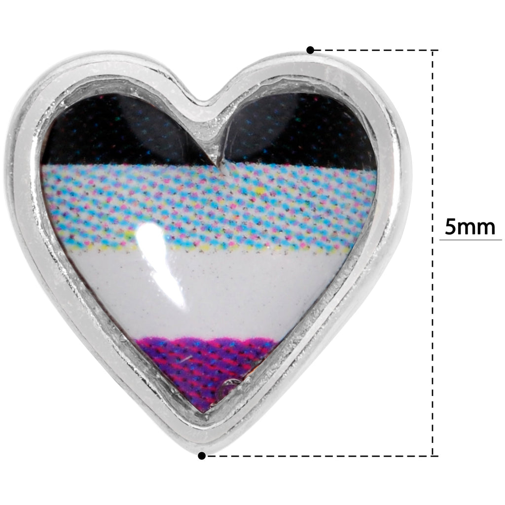 BodyCandy 20G 3/8 Black Grey Purple Asexual Pride Heart Nose Bone — back view