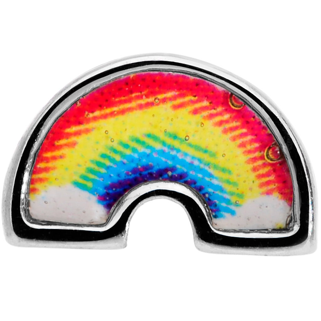 BodyCandy 20G 5/16 Red Yellow Blue Pride Rainbow Nose Bone — detail close-up
