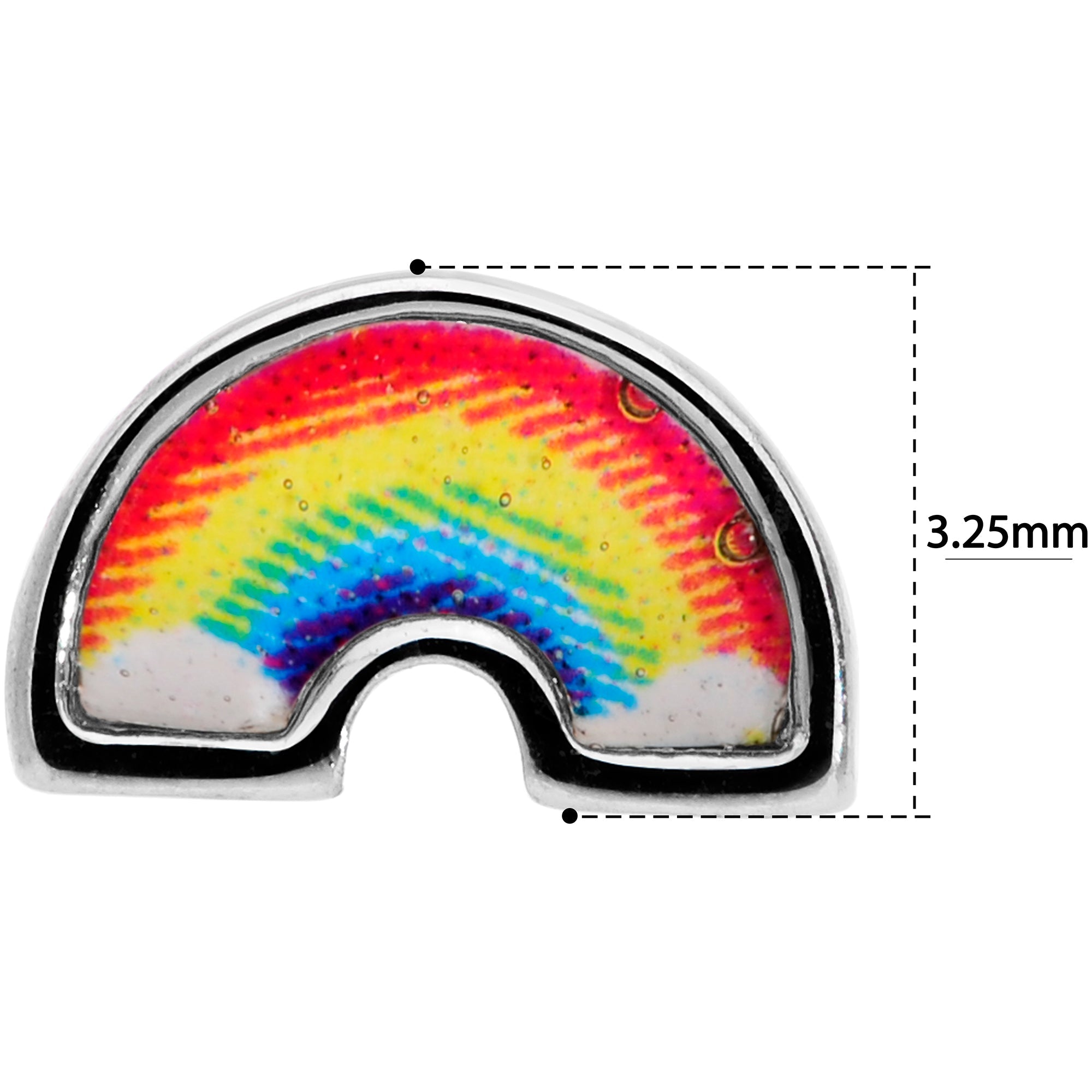 BodyCandy 20G 5/16 Red Yellow Blue Pride Rainbow Nose Bone — back view