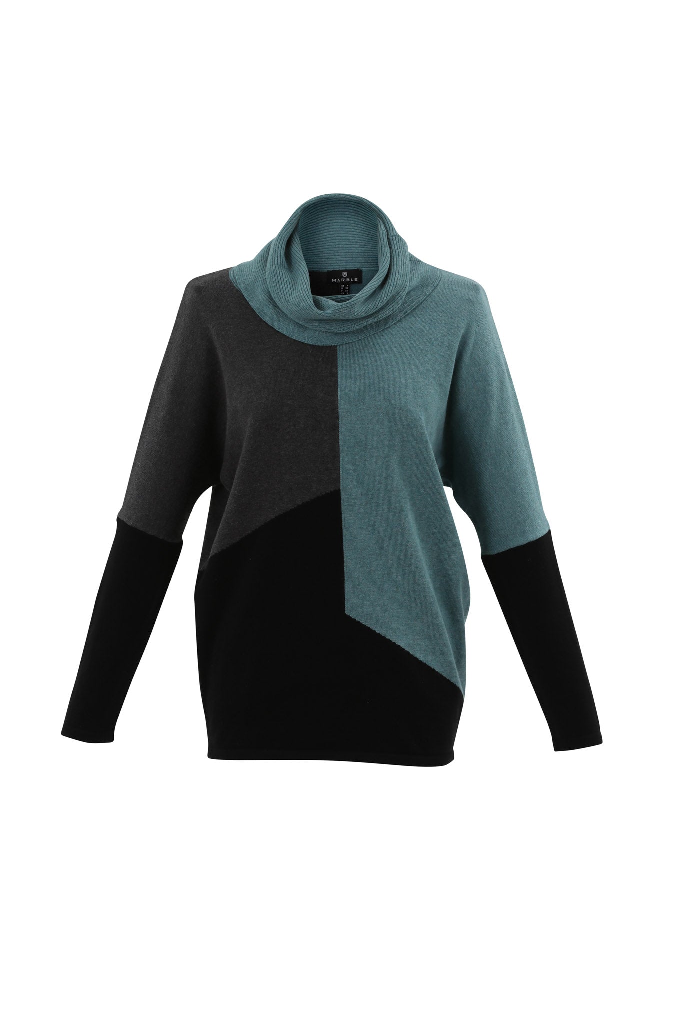 KADOU BOUTIQUE Cowl Neck Color Block Sweater — alternative angle