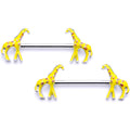 BodyCandy 14G 9/16 Brown Yellow Giraffe Barbell Nipple Ring Set — main product shot