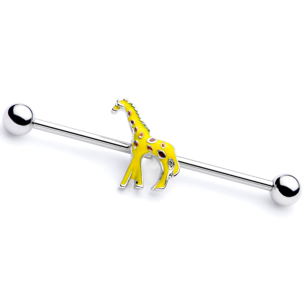 BodyCandy 14G Yellow Brown Giraffe Industrial Barbell 38mm — main product shot