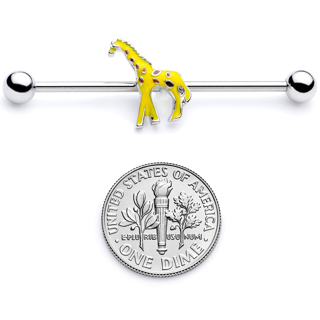 BodyCandy 14G Yellow Brown Giraffe Industrial Barbell 38mm — back view