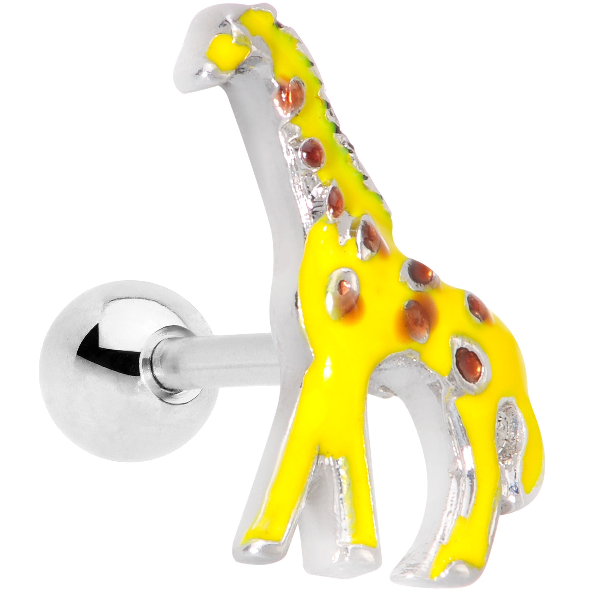 BodyCandy 16G 1/4 Brown Yellow Giraffe Cartilage Tragus Earring — main product shot