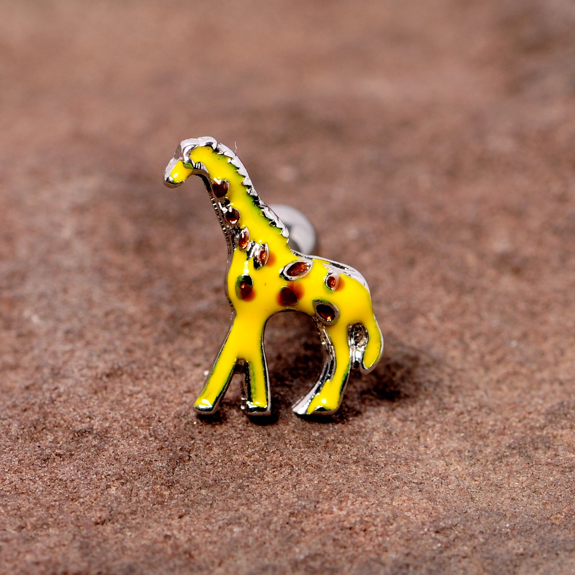 BodyCandy 16G 1/4 Brown Yellow Giraffe Cartilage Tragus Earring — lifestyle context