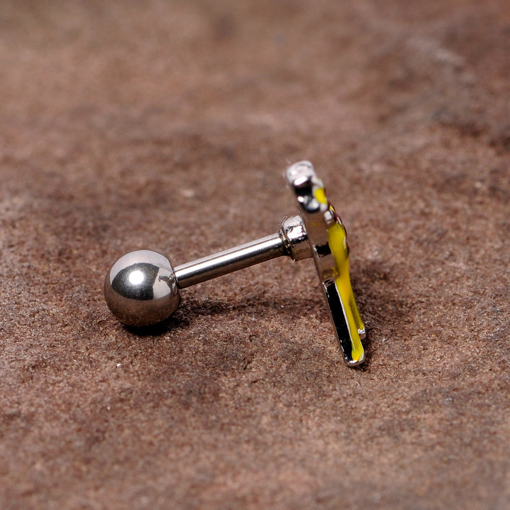 BodyCandy 16G 1/4 Brown Yellow Giraffe Cartilage Tragus Earring — side view