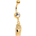 BodyCandy Clear Gem Gold Tone Fast Food French Fries Dangle Belly Ring — main product shot