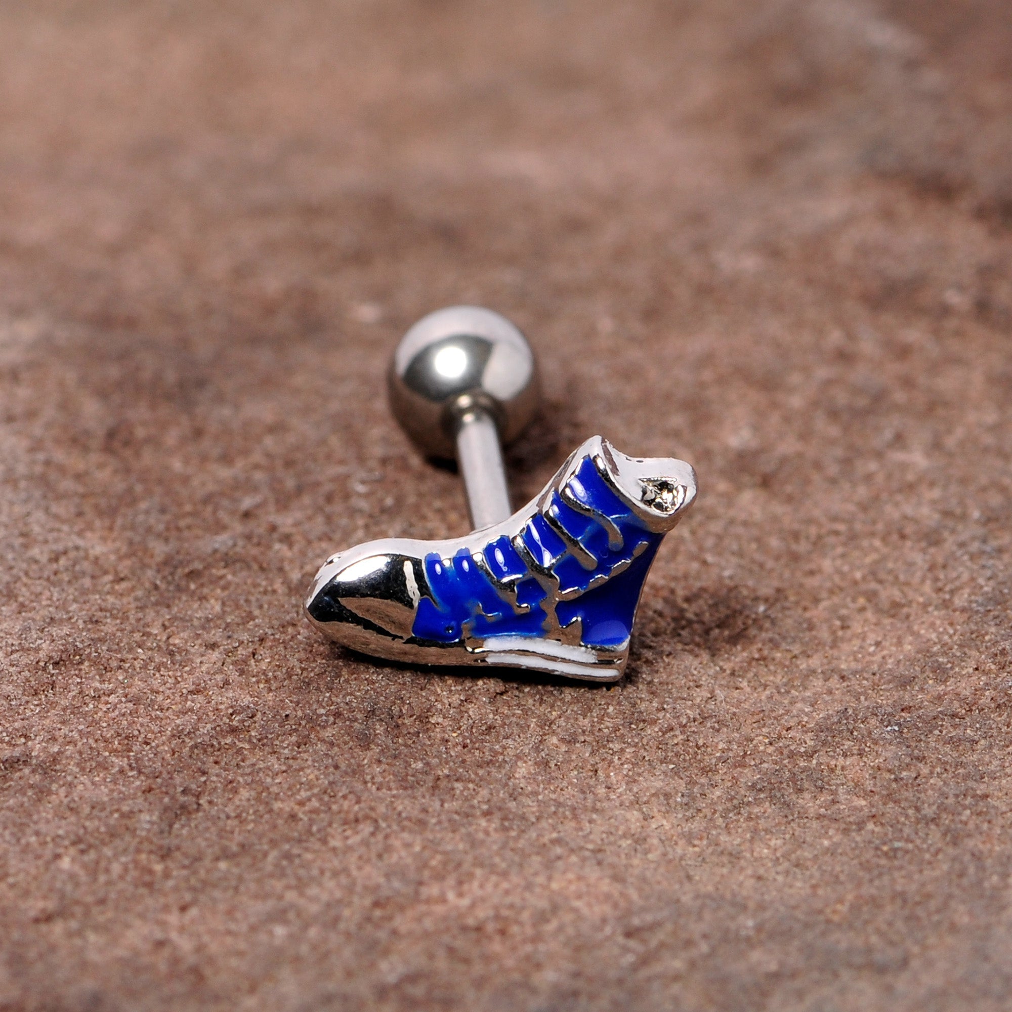 BodyCandy 16G 1/4 Blue High Top Sneaker Cartilage Tragus Earring — lifestyle context