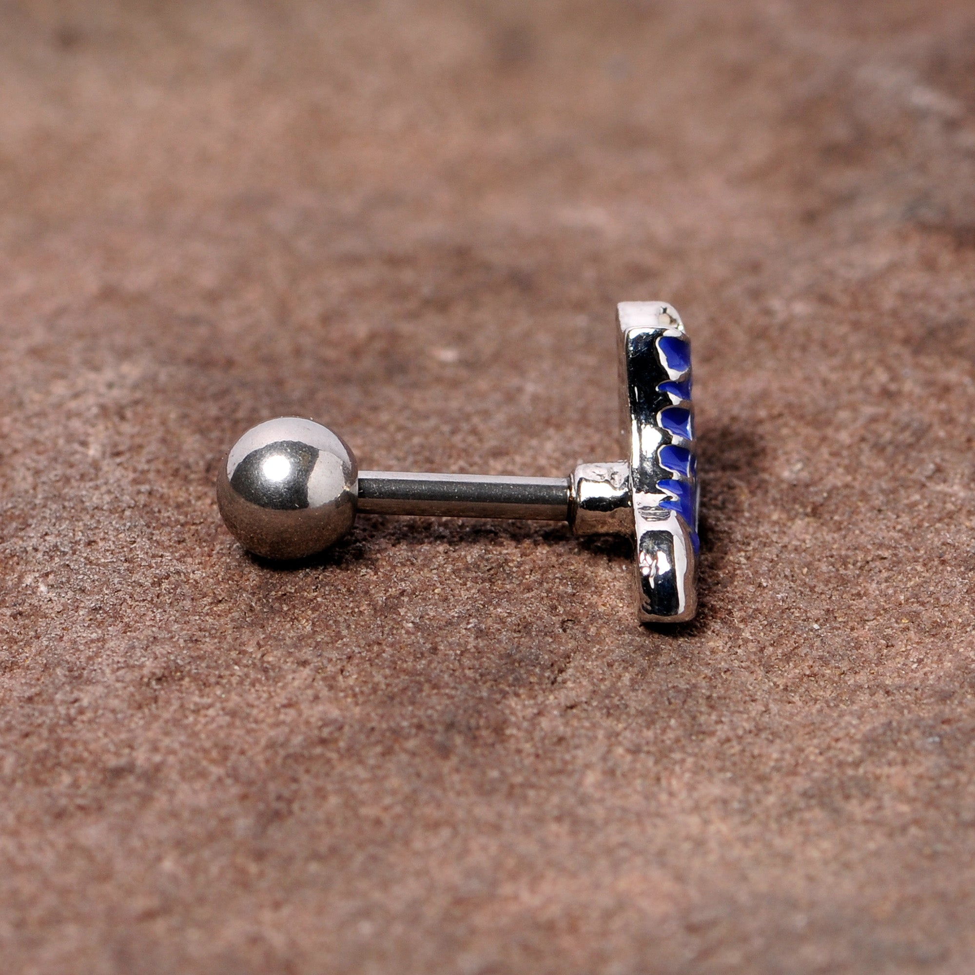 BodyCandy 16G 1/4 Blue High Top Sneaker Cartilage Tragus Earring — side view
