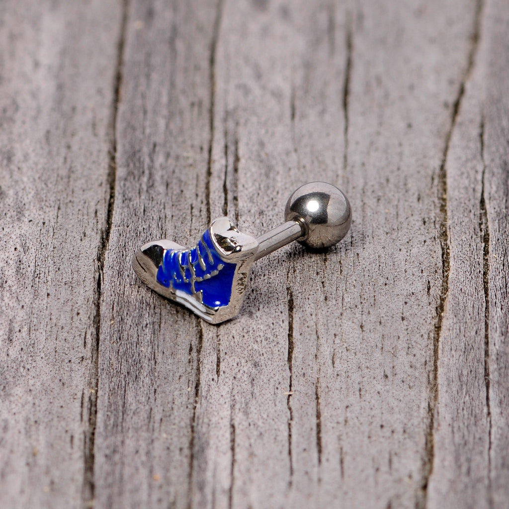 BodyCandy 16G 1/4 Blue High Top Sneaker Cartilage Tragus Earring — back view