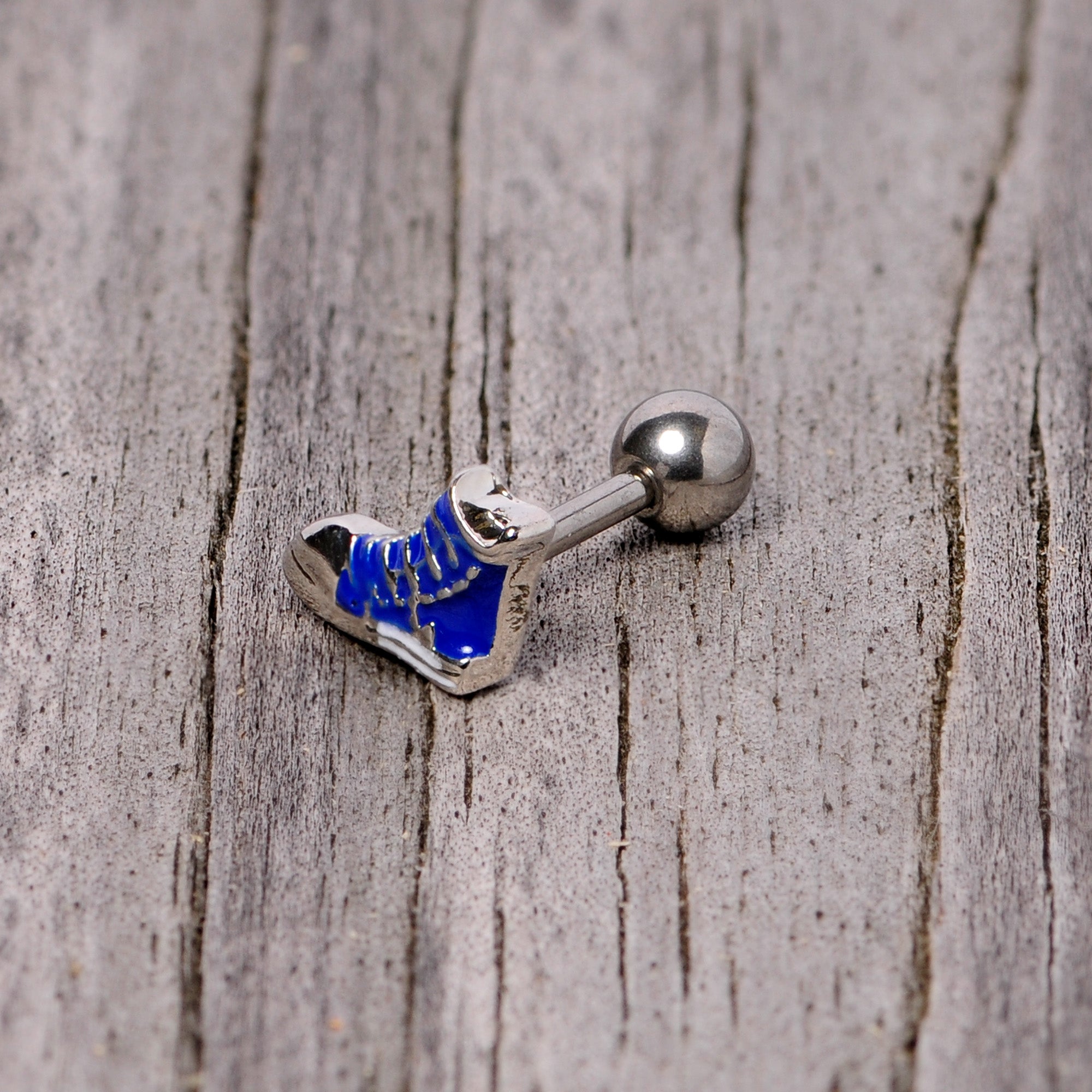 BodyCandy 16G 1/4 Blue High Top Sneaker Cartilage Tragus Earring — back view