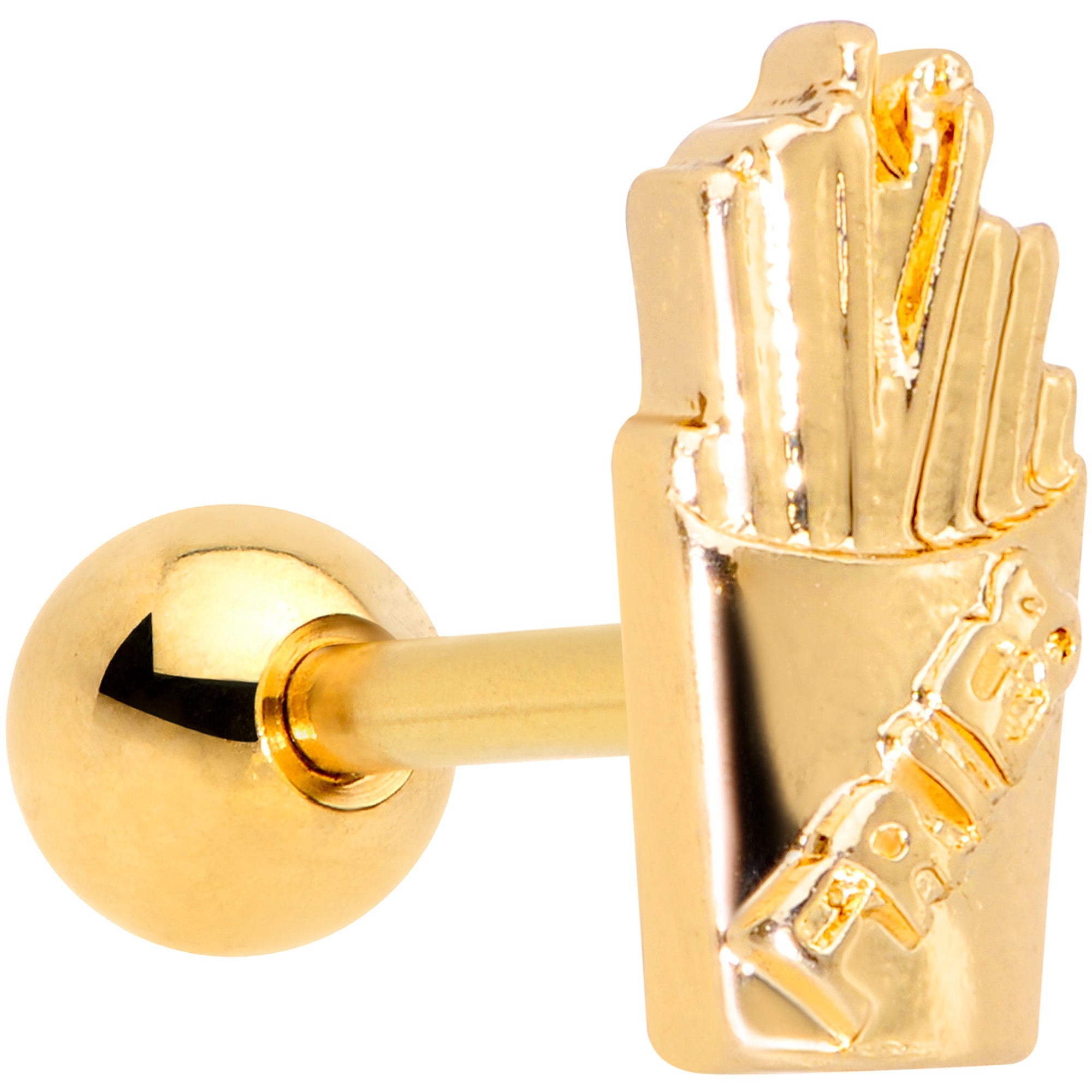 BodyCandy 16G 1/4 Gold Tone Fast Food French Fries Cartilage Tragus Earring — main product shot