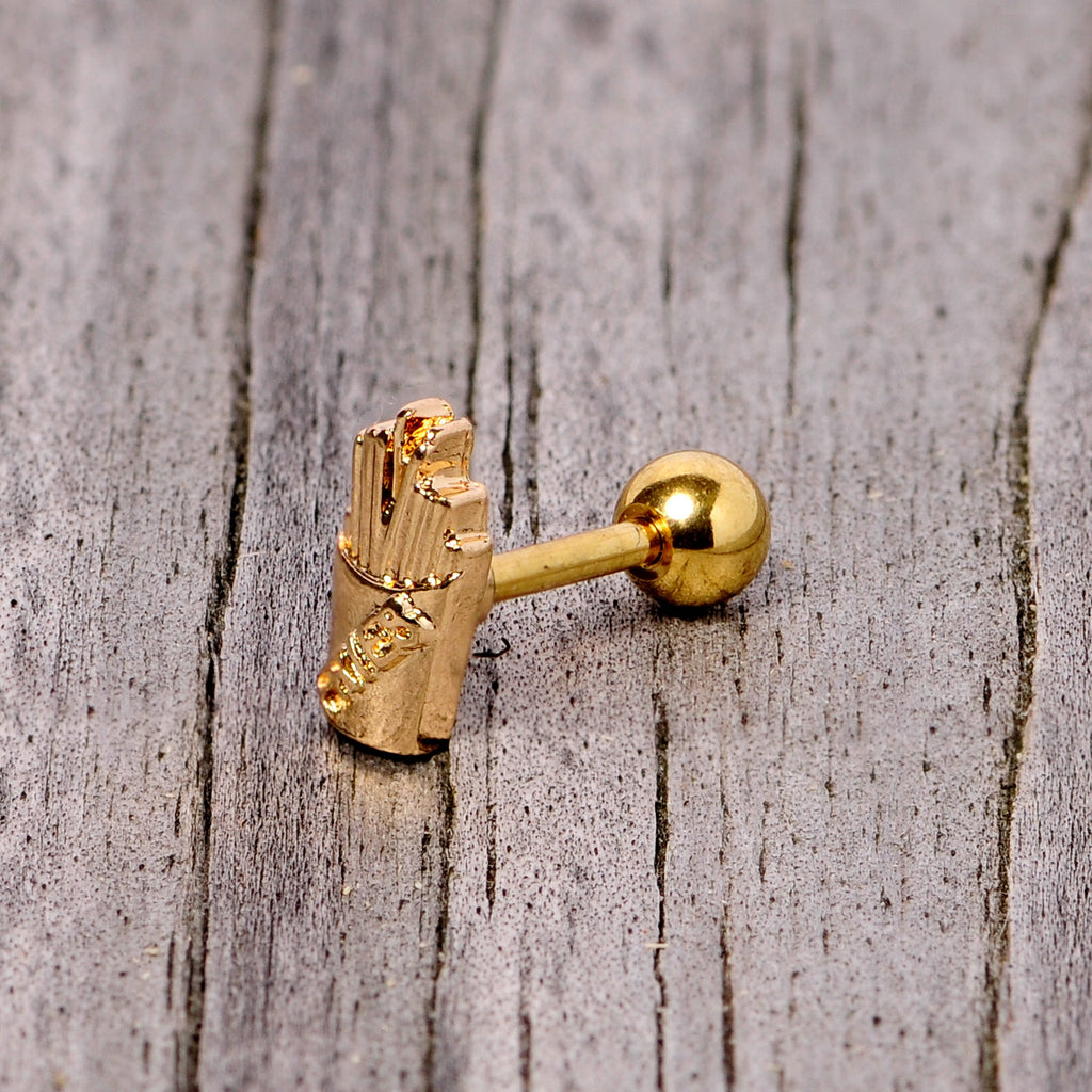BodyCandy 16G 1/4 Gold Tone Fast Food French Fries Cartilage Tragus Earring — back view
