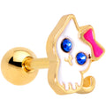 BodyCandy 16G 1/4 Blue Gem Gold Tone Sweet Kitty Cat Cartilage Tragus — main product shot