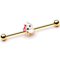 BodyCandy 14G Blue Gem Gold Tone Sweet Kitty Cat Industrial Barbell 38mm — main product shot
