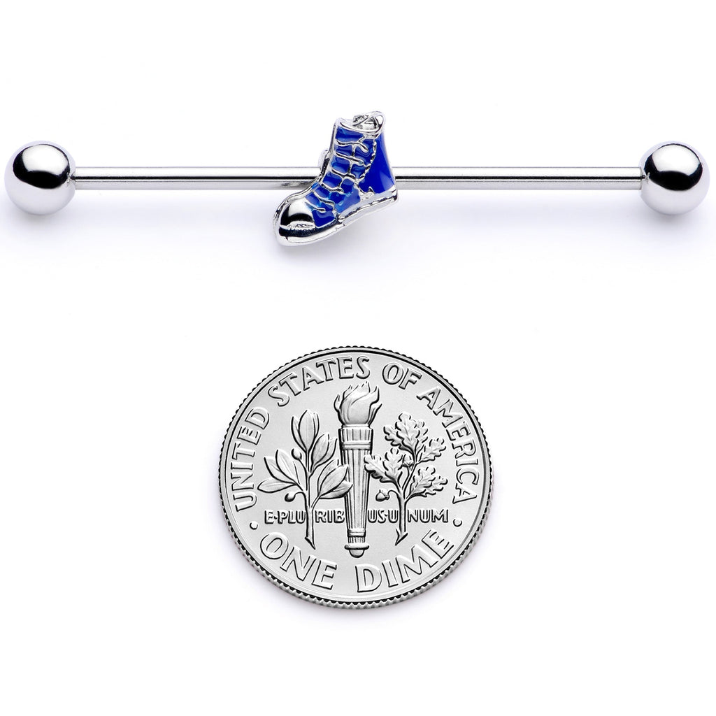 BodyCandy 14G Blue High Top Sneaker Industrial Barbell 38mm — back view