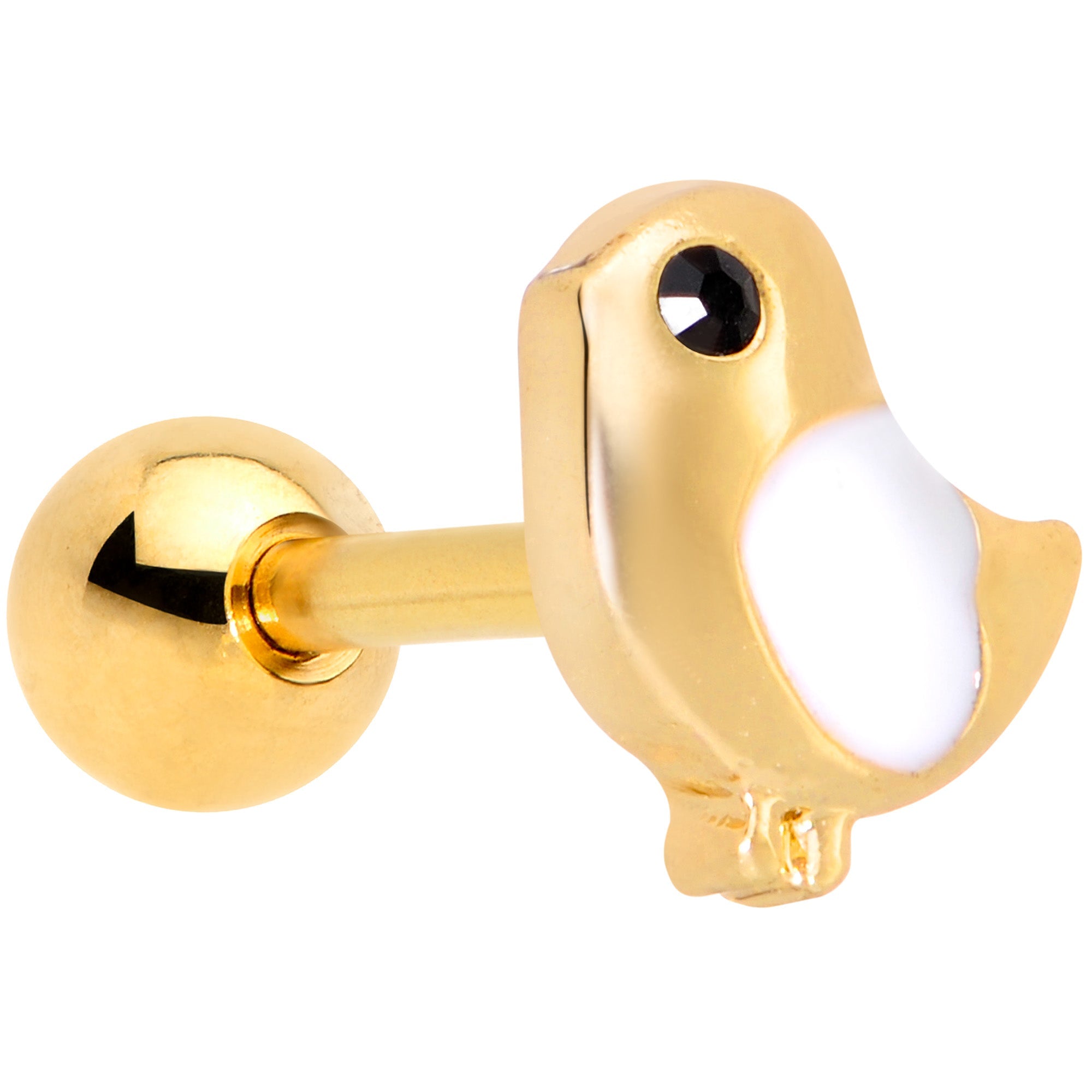 BodyCandy 16G 1/4 Black Gem Gold Tone Baby Bird Cartilage Tragus Earring — main product shot