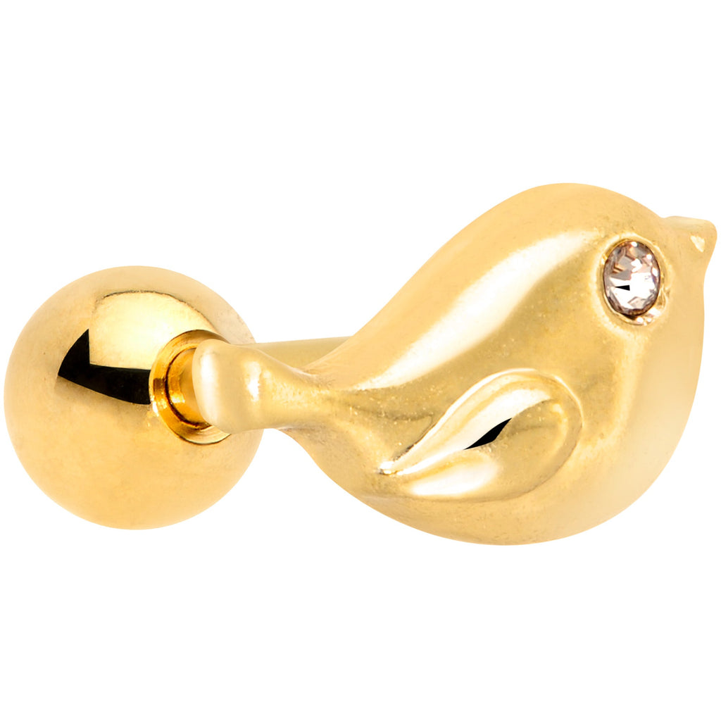 BodyCandy 16G 1/4 Clear Gem Gold Tone Little Bird Cartilage Tragus Earring — main product shot