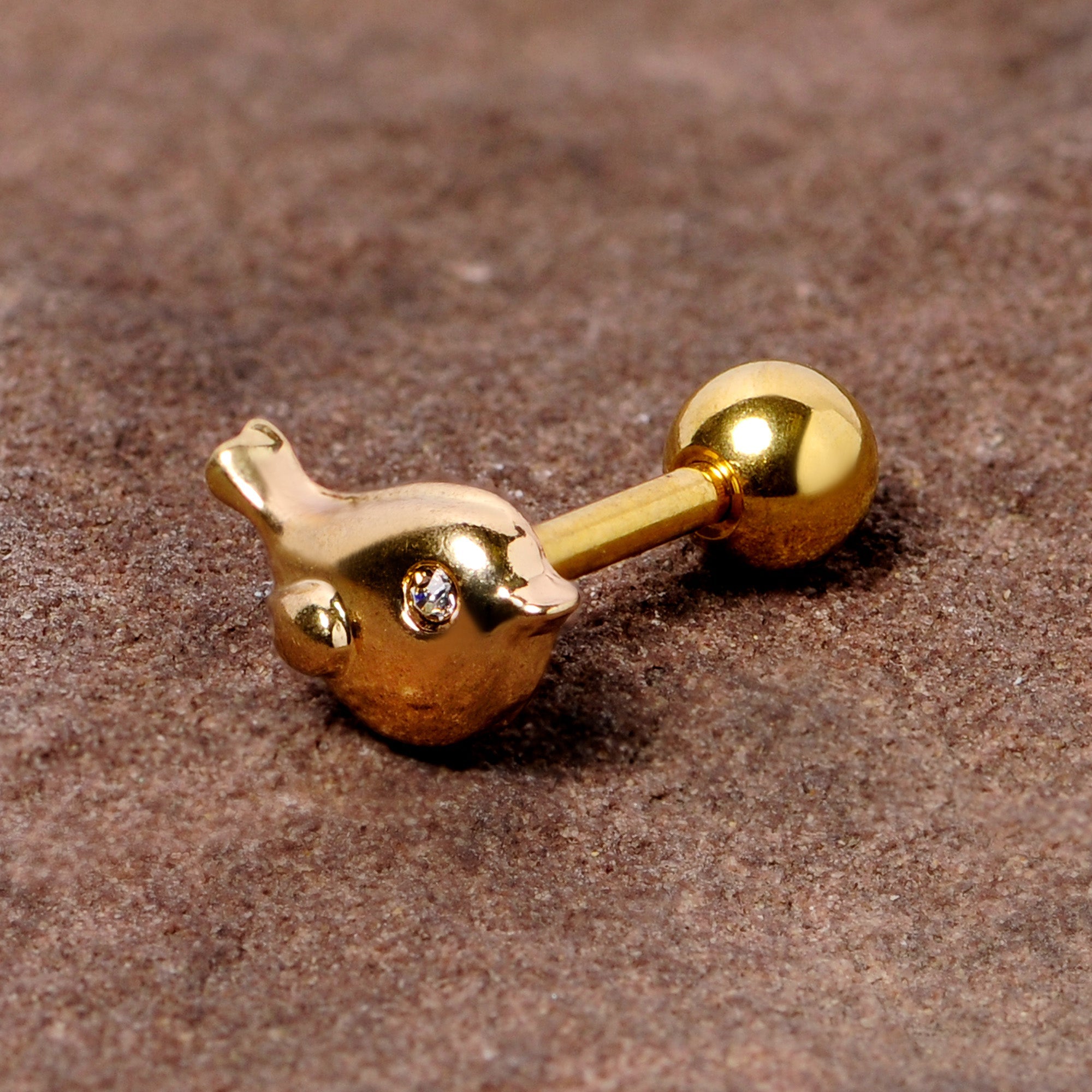 BodyCandy 16G 1/4 Clear Gem Gold Tone Little Bird Cartilage Tragus Earring — lifestyle context