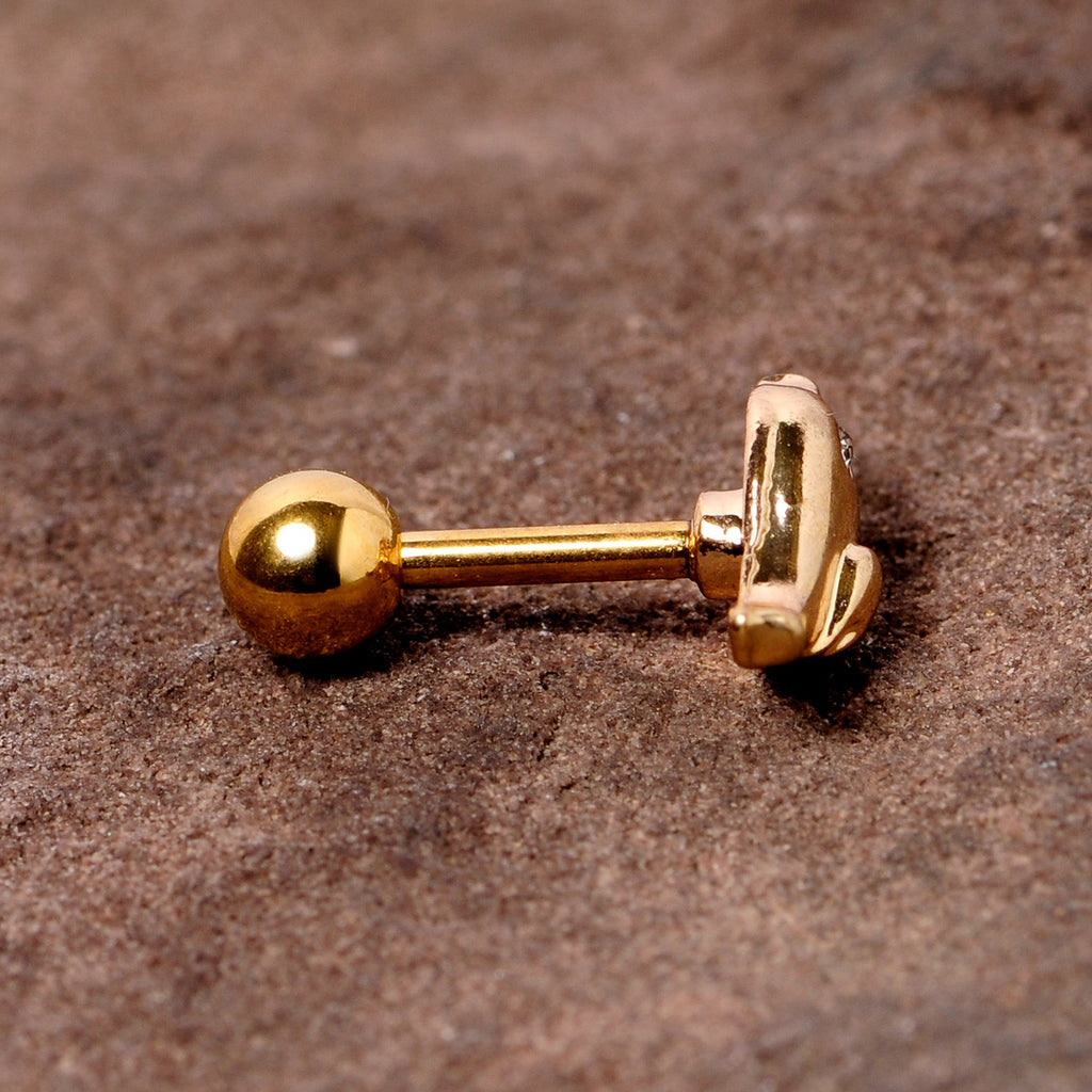 BodyCandy 16G 1/4 Clear Gem Gold Tone Little Bird Cartilage Tragus Earring — back view